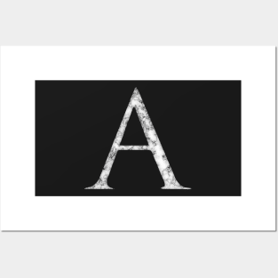 A in Roman White Marble Latin Alphabet Letter Sticker Posters and Art